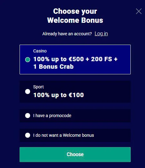 επιλέξτε μπόνους καλωσορίσματος frumzi casino